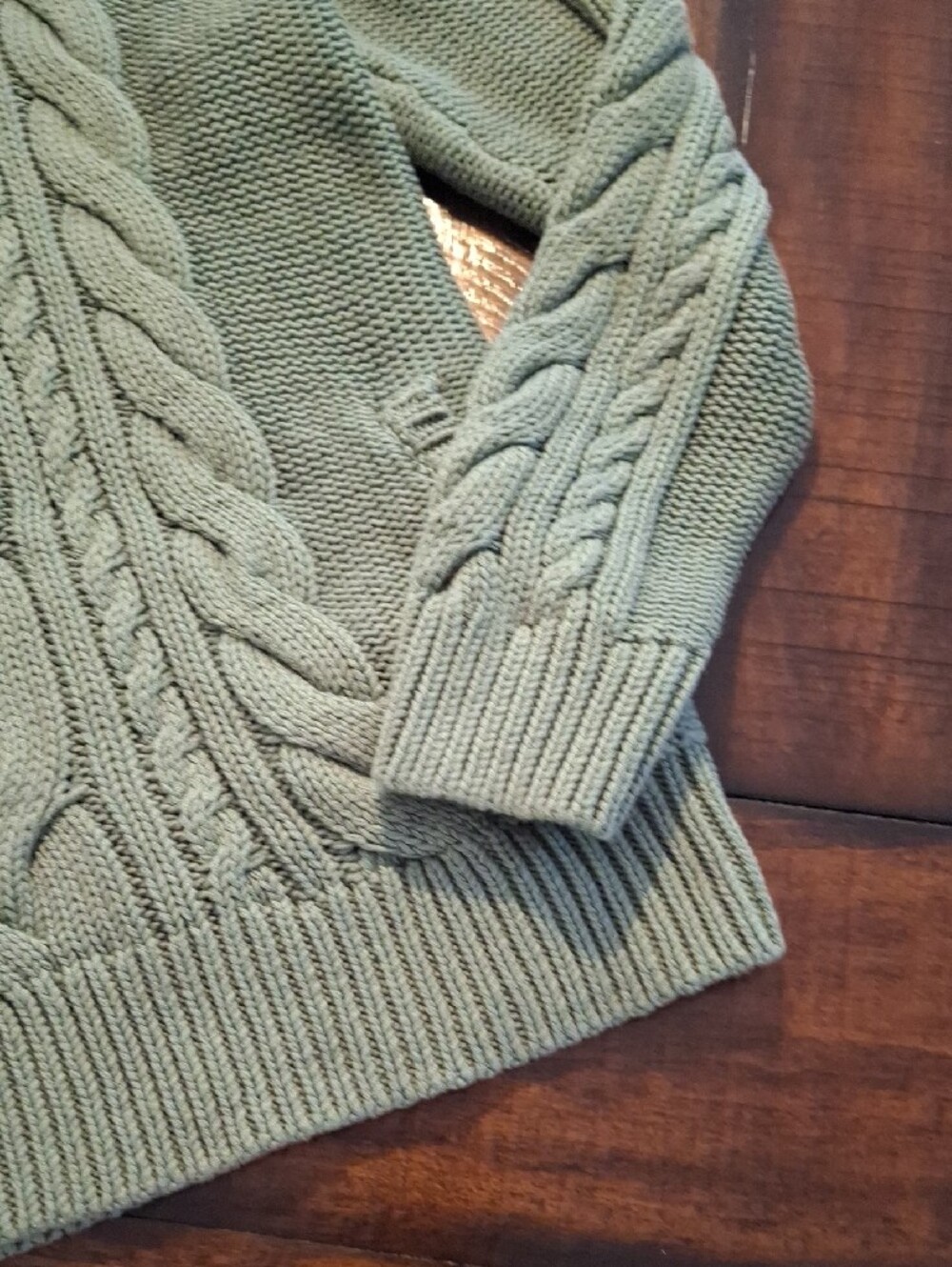 LL Bean Cable-Knit Turtleneck Sweater - Bay Leaf - Picture 5 of 16
